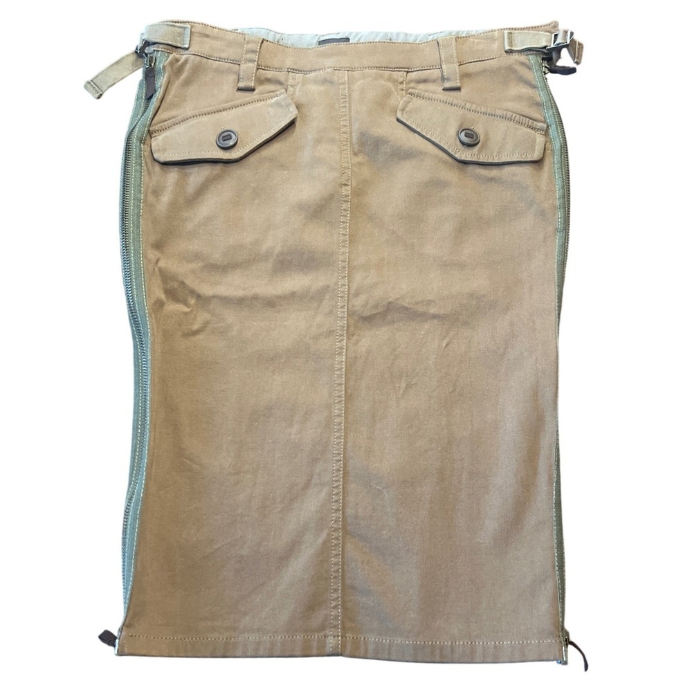 WEBER Khaki Cargo Style Zip Skirt Size 40 Women's‎ Knee Length Utility